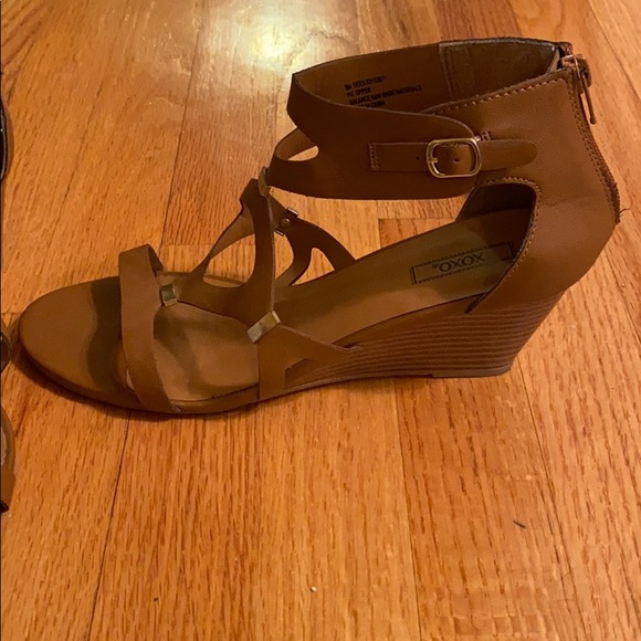 - tan - sandals - wedge - Picture 2 of 4